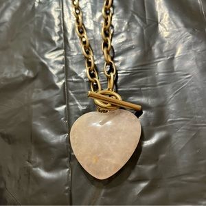 20-inch Gold Tone Pink Heart Toggle Necklace